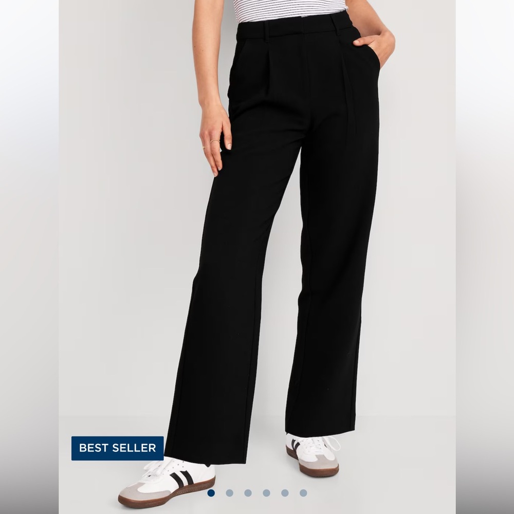 Old Navy High-Waisted Taylor Wide-Leg Trouser Pants – Black Jack, Size Medium